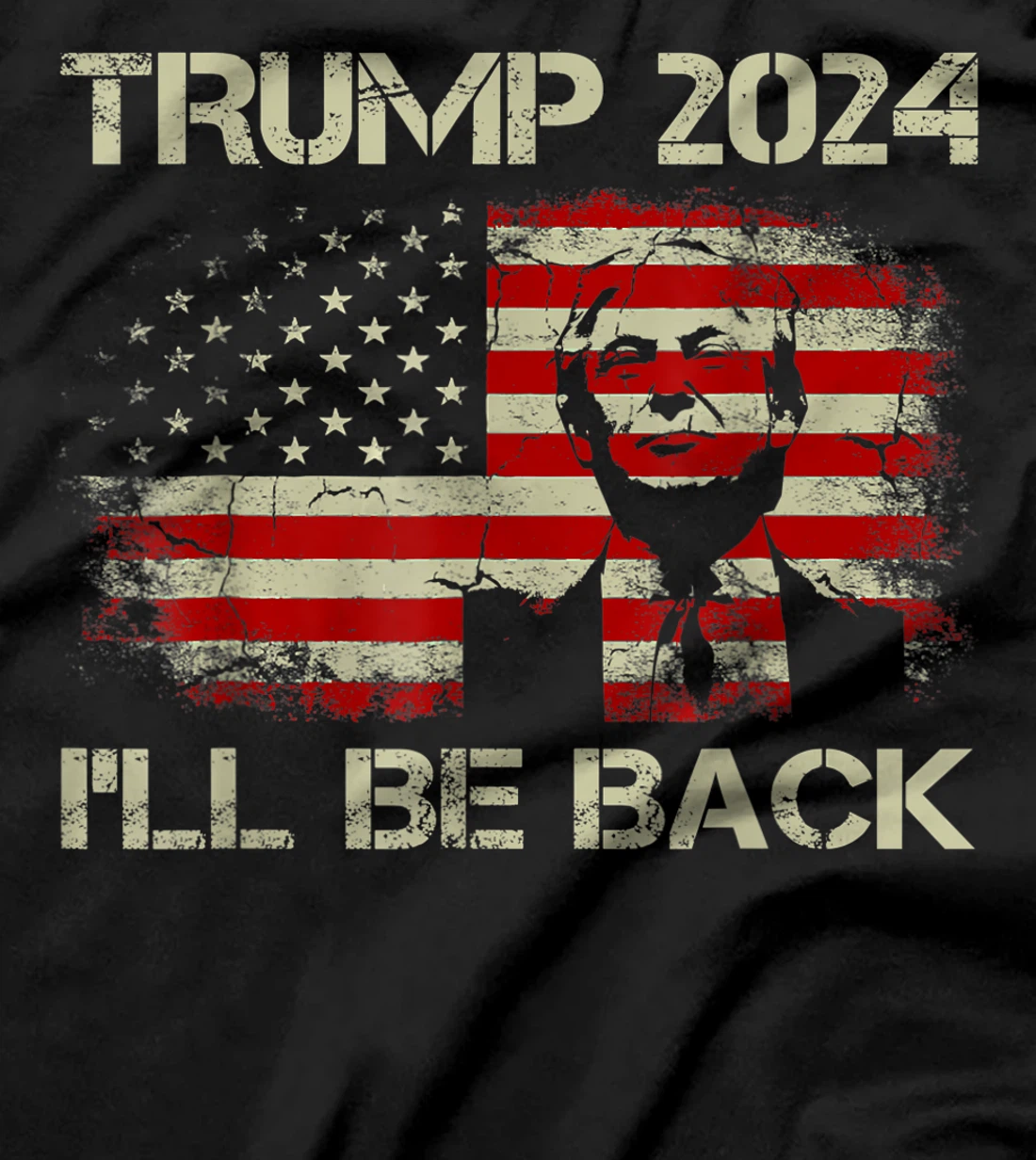 Donald Trump 2024 I'll Be Back American Flag Vintage Gifts T-Shirt