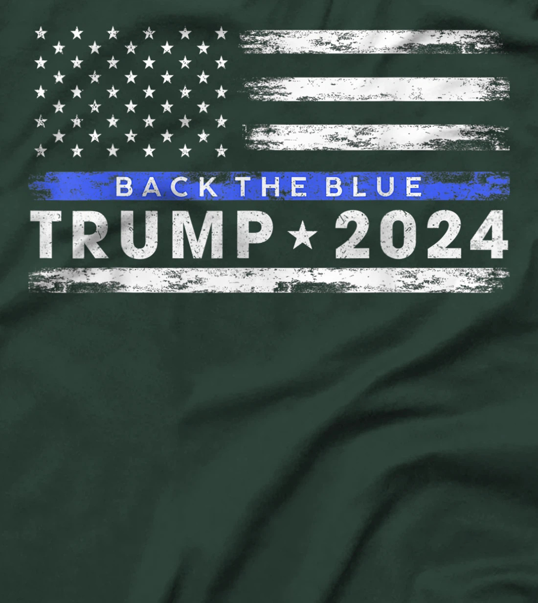 Pro Trump 2024 Back The Blue Thin Blue Line American Flag T-Shirt