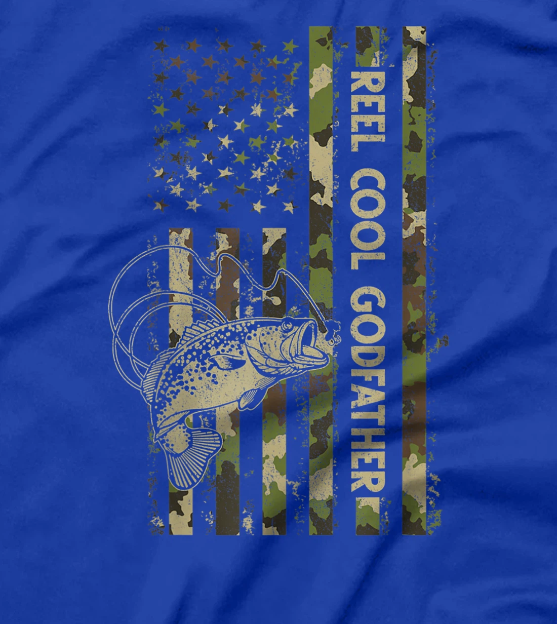 Reel Cool Godfather Matching Family Funny American Flag T-Shirt