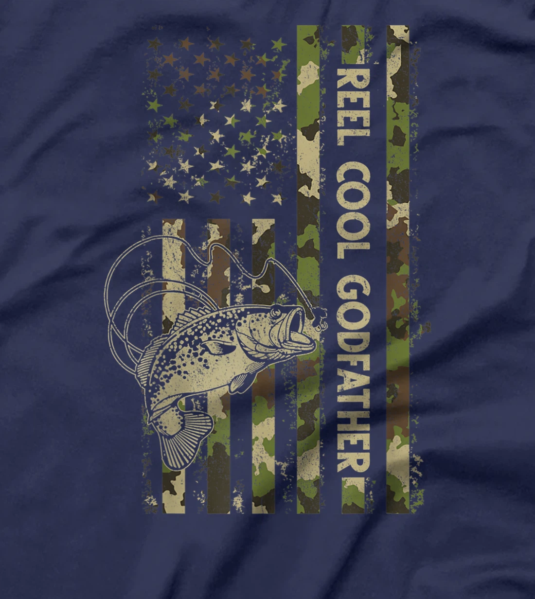 Reel Cool Godfather Matching Family Funny American Flag T-Shirt