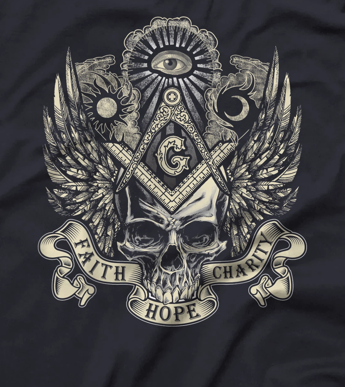 Masonic Skull God's Eye Faith Hope Charity Father's Day Gift T-Shirt