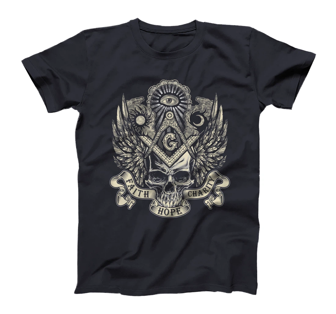 Masonic Skull God's Eye Faith Hope Charity Father's Day Gift T-Shirt