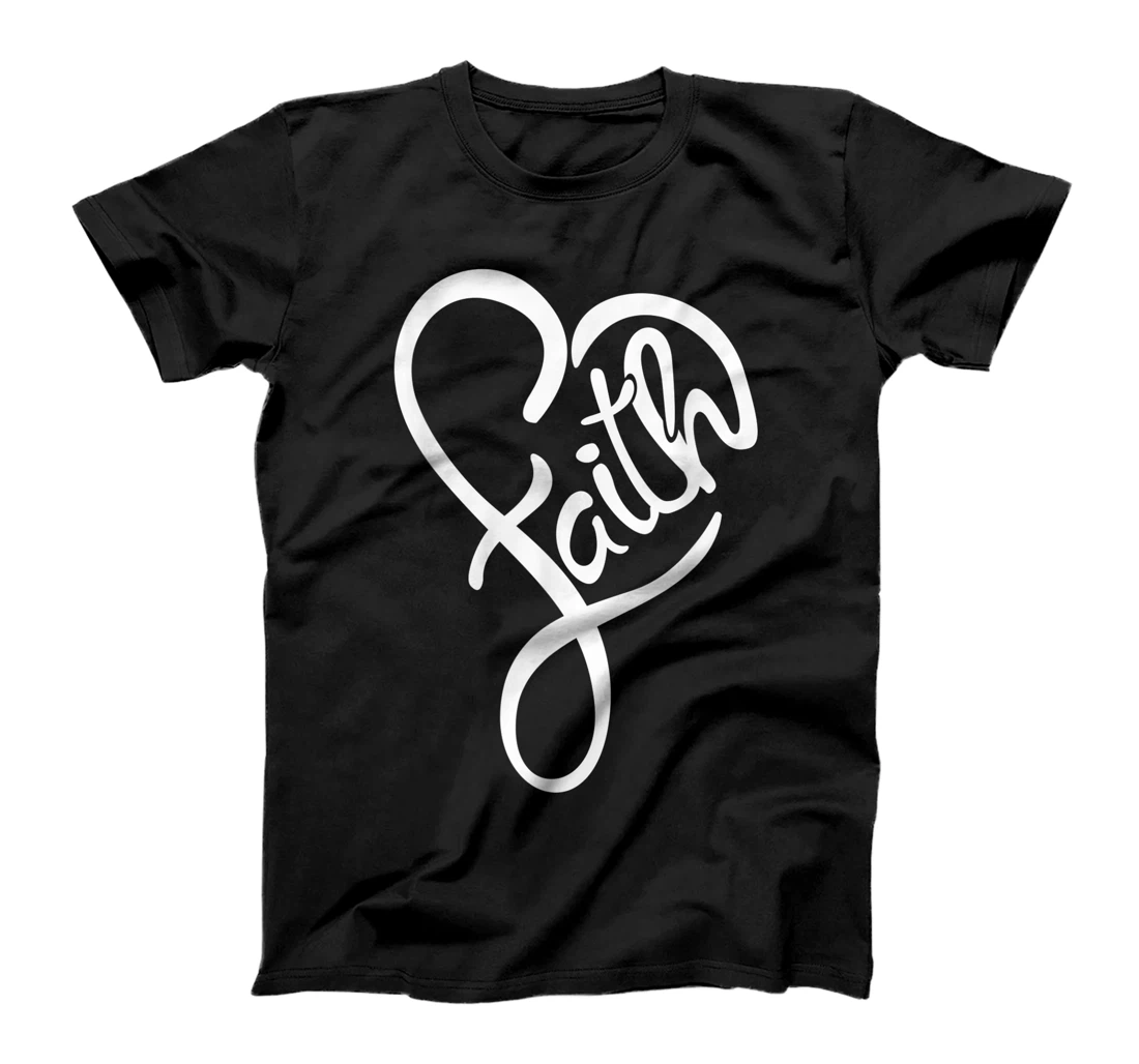 Faith Typo Heart Shape Christian Devotee Jesus God Lover T-Shirt