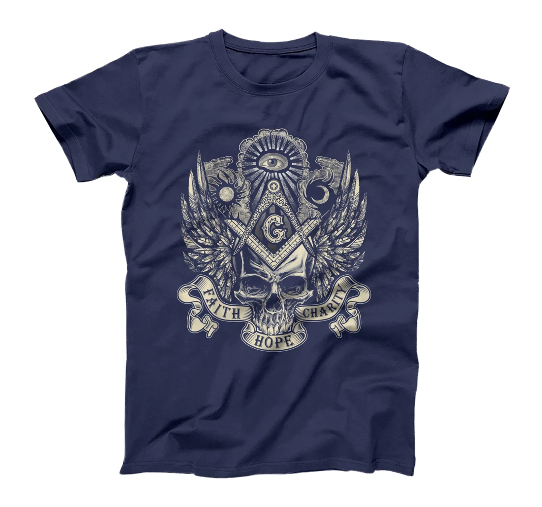 Masonic Skull God's Eye Faith Hope Charity Father's Day Gift T-Shirt