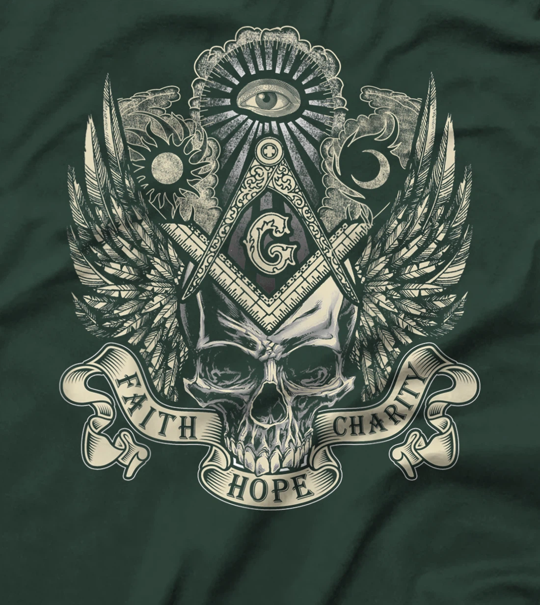 Masonic Skull God's Eye Faith Hope Charity Father's Day Gift T-Shirt