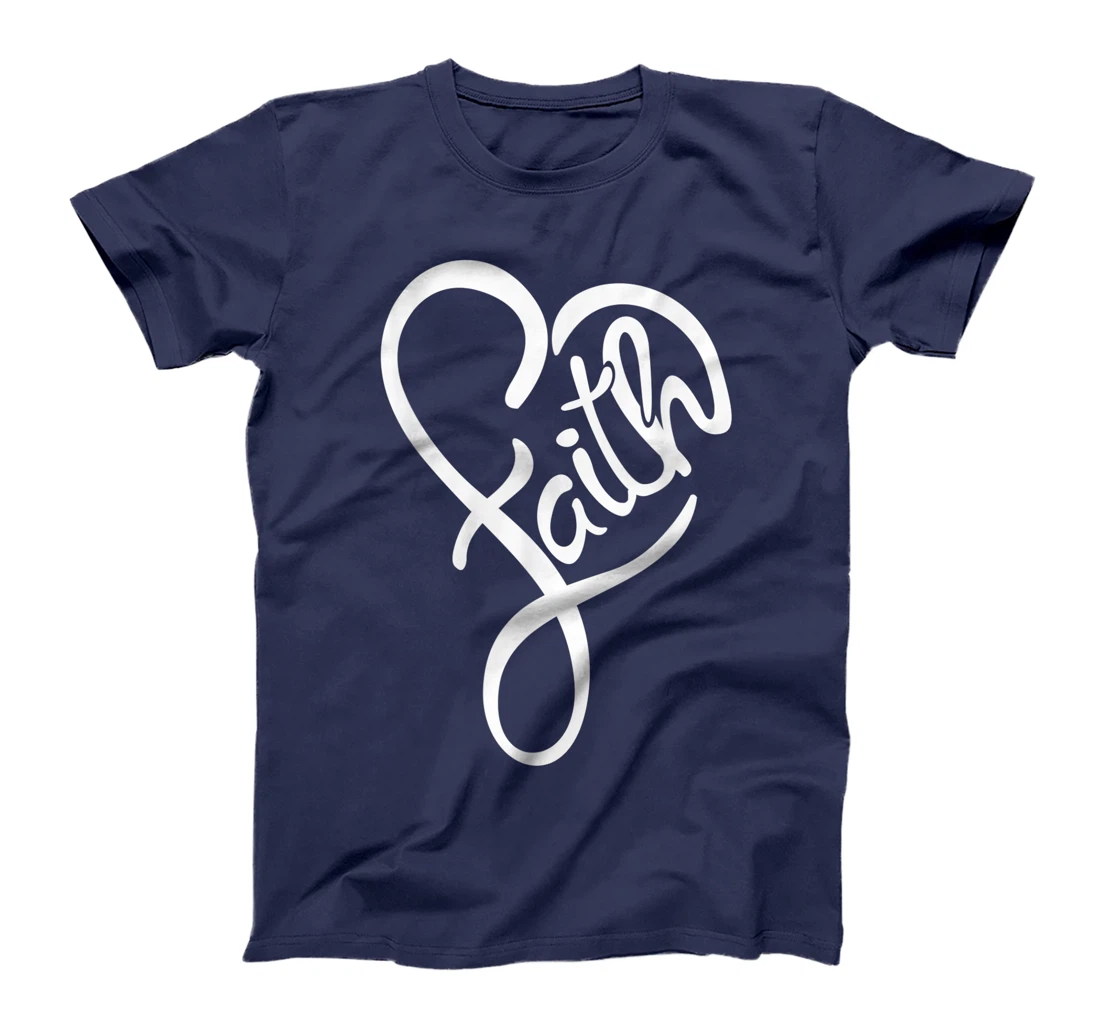 Faith Typo Heart Shape Christian Devotee Jesus God Lover T-Shirt