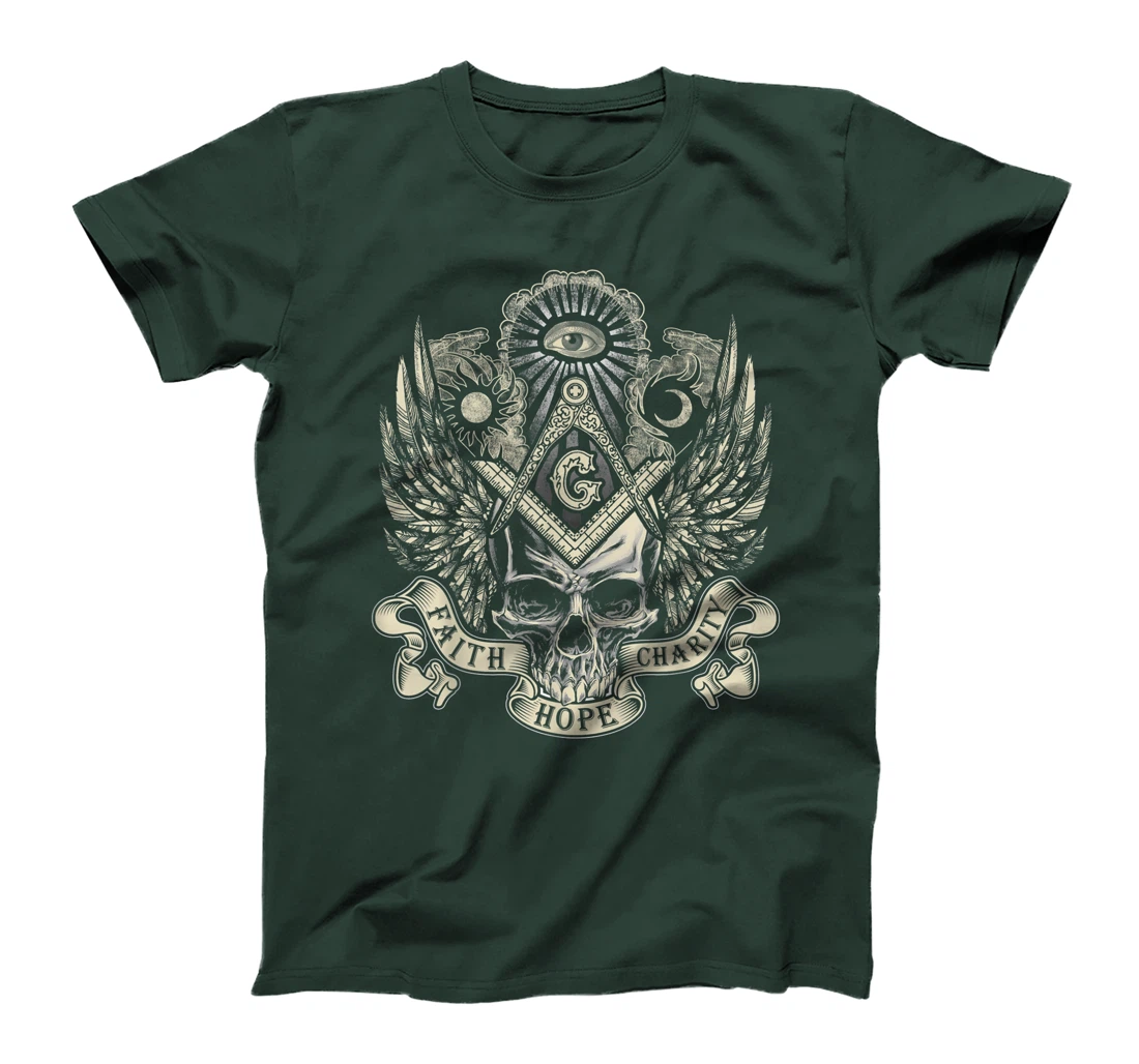 Masonic Skull God's Eye Faith Hope Charity Father's Day Gift T-Shirt