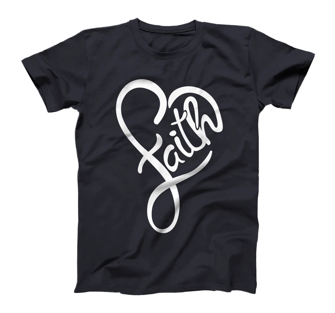 Faith Typo Heart Shape Christian Devotee Jesus God Lover T-Shirt