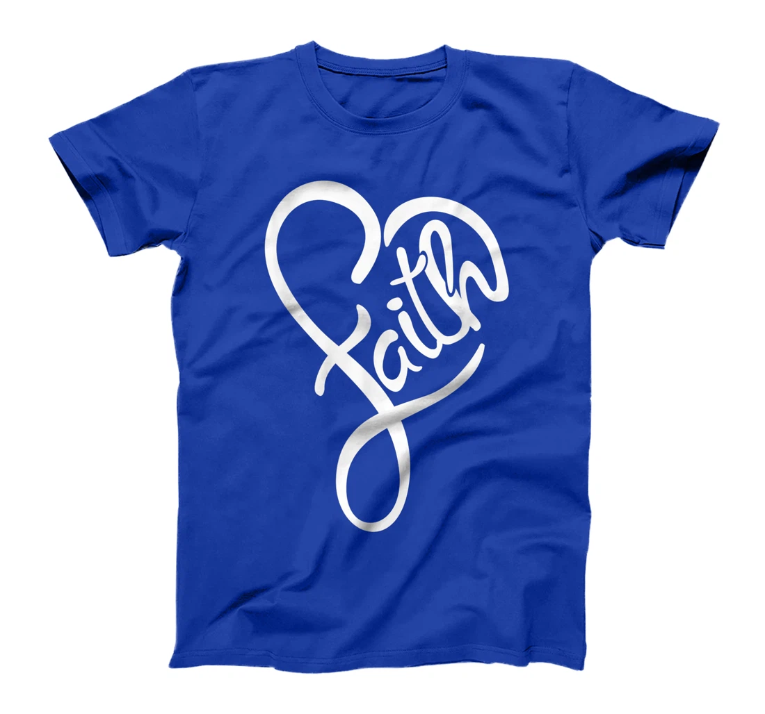 Faith Typo Heart Shape Christian Devotee Jesus God Lover T-Shirt