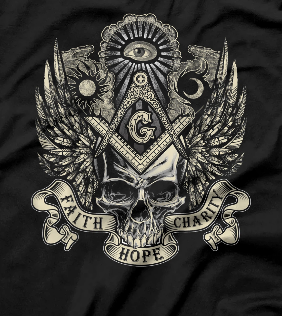 Masonic Skull God's Eye Faith Hope Charity Father's Day Gift T-Shirt