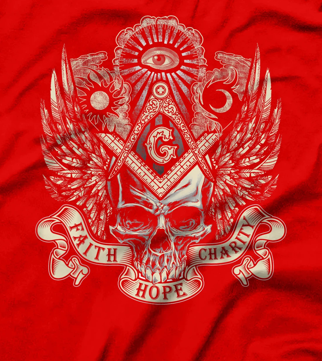 Masonic Skull God's Eye Faith Hope Charity Father's Day Gift T-Shirt
