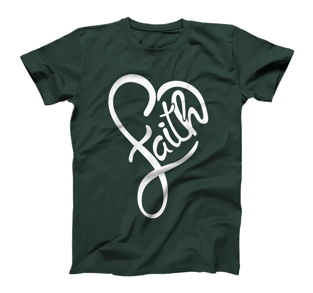 Faith Typo Heart Shape Christian Devotee Jesus God Lover T-Shirt