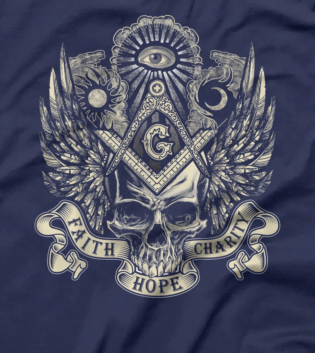 Masonic Skull God's Eye Faith Hope Charity Father's Day Gift T-Shirt