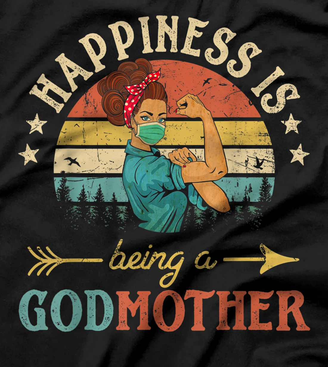 Happiness Is Being A Godmother Ever Shirt For Women Vintage T-Shirt