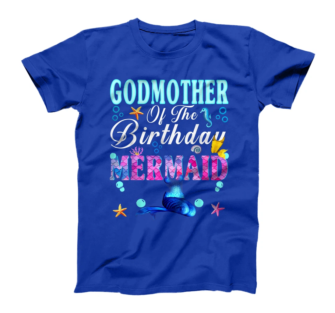 Godmother Of The Birthday Mermaid Tee Merman Family Matching T-Shirt