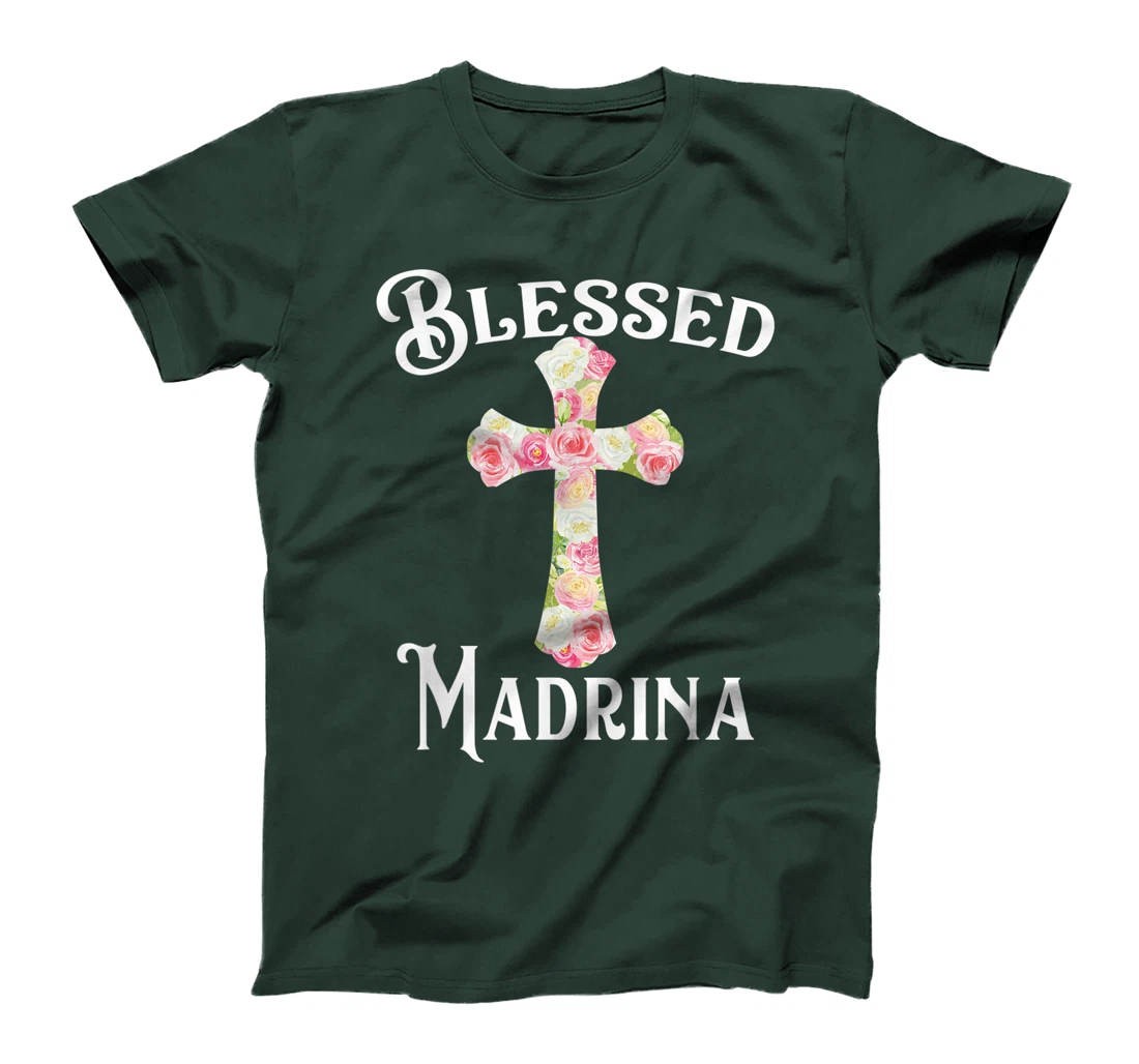 Blessed Madrina Spanish Baptism Floral Cross Godmother T-Shirt