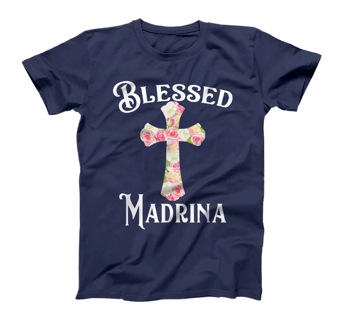 Blessed Madrina Spanish Baptism Floral Cross Godmother T-Shirt