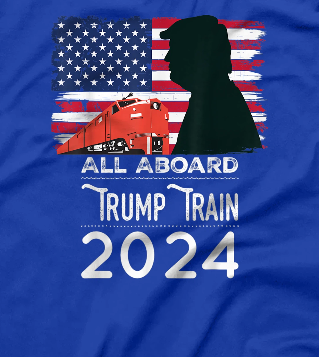 All Aboard Trump Train 2024 Vintage American Flag Apparel T-Shirt