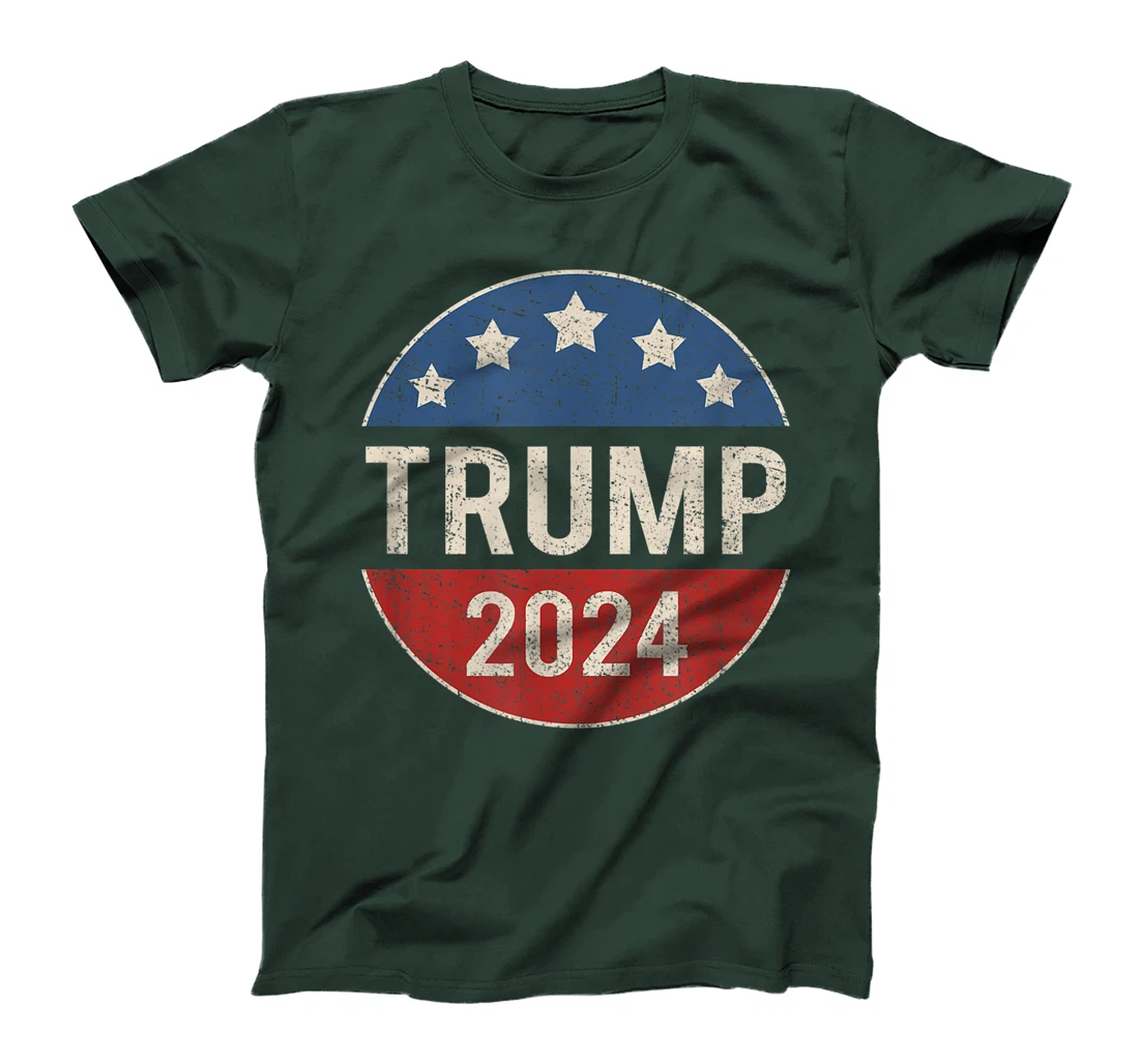 Trump 2024 Retro Campaign Button Re Elect President Trump T-Shirt