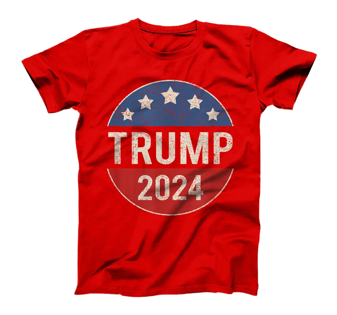 Trump 2024 Retro Campaign Button Re Elect President Trump T-Shirt