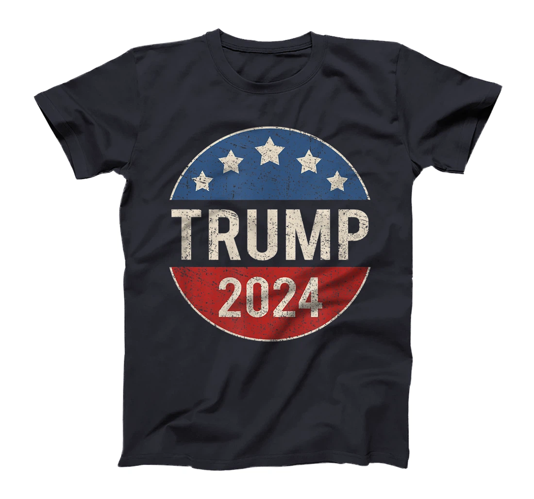 Trump 2024 Retro Campaign Button Re Elect President Trump T-Shirt