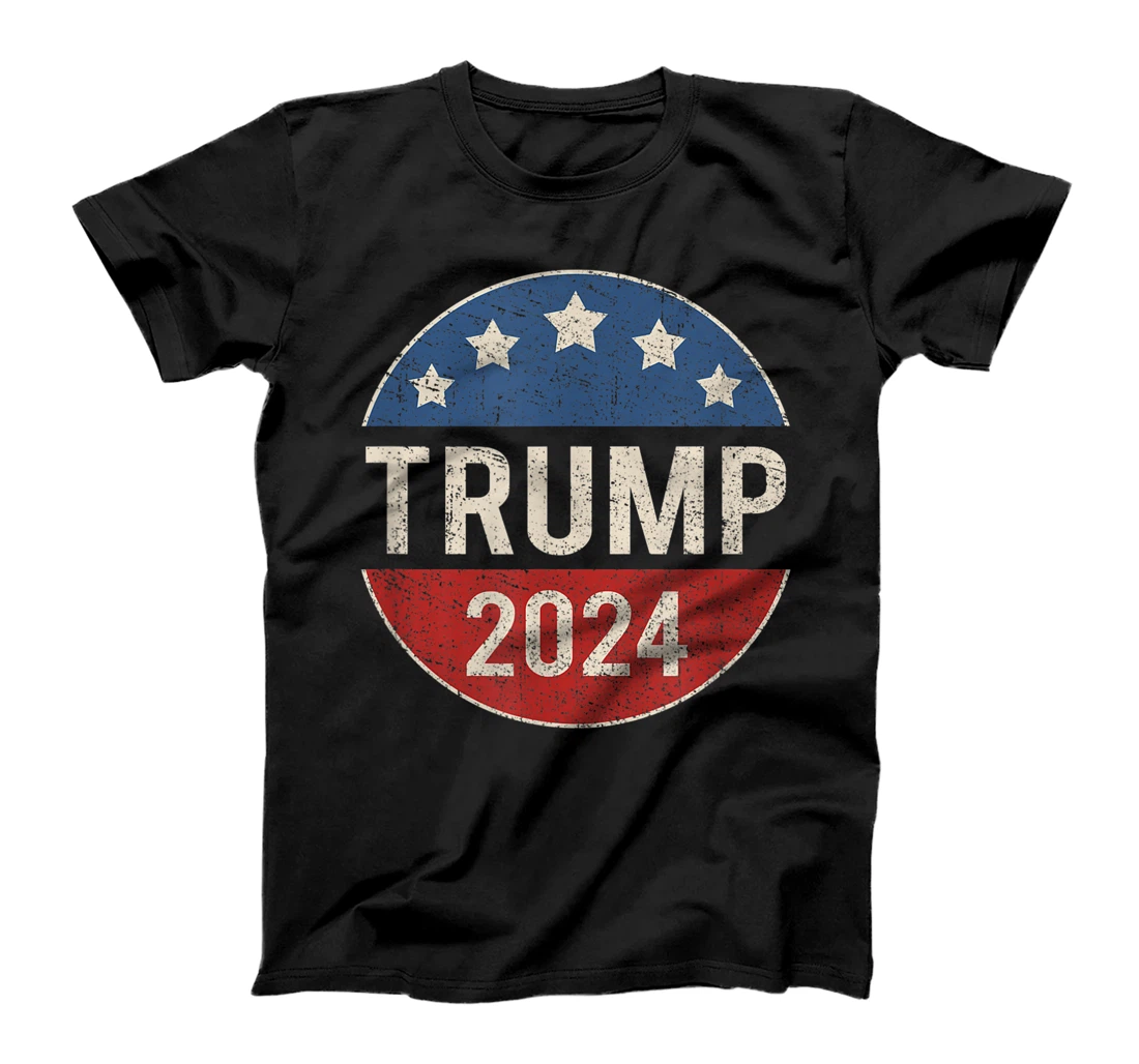 Trump 2024 Retro Campaign Button Re Elect President Trump T-Shirt