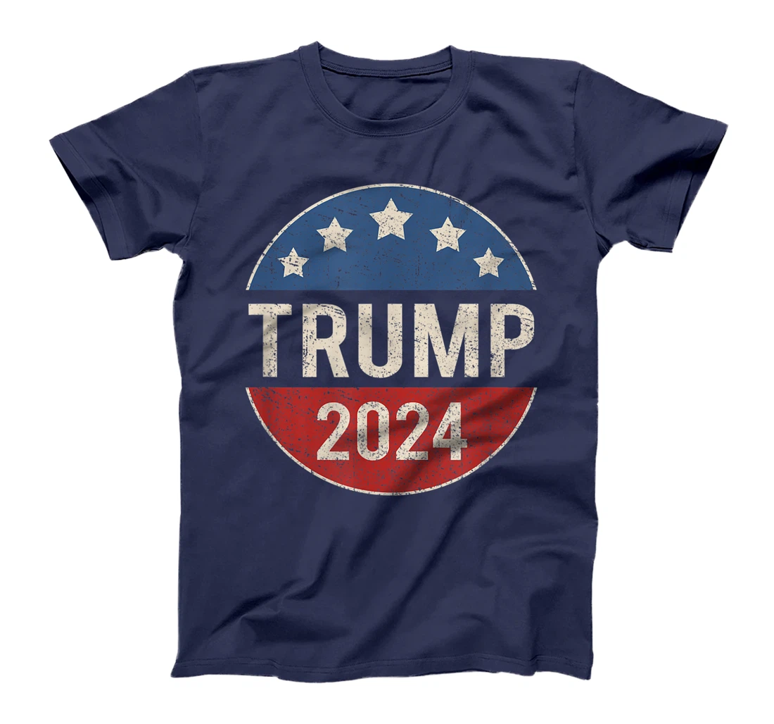 Trump 2024 Retro Campaign Button Re Elect President Trump T-Shirt
