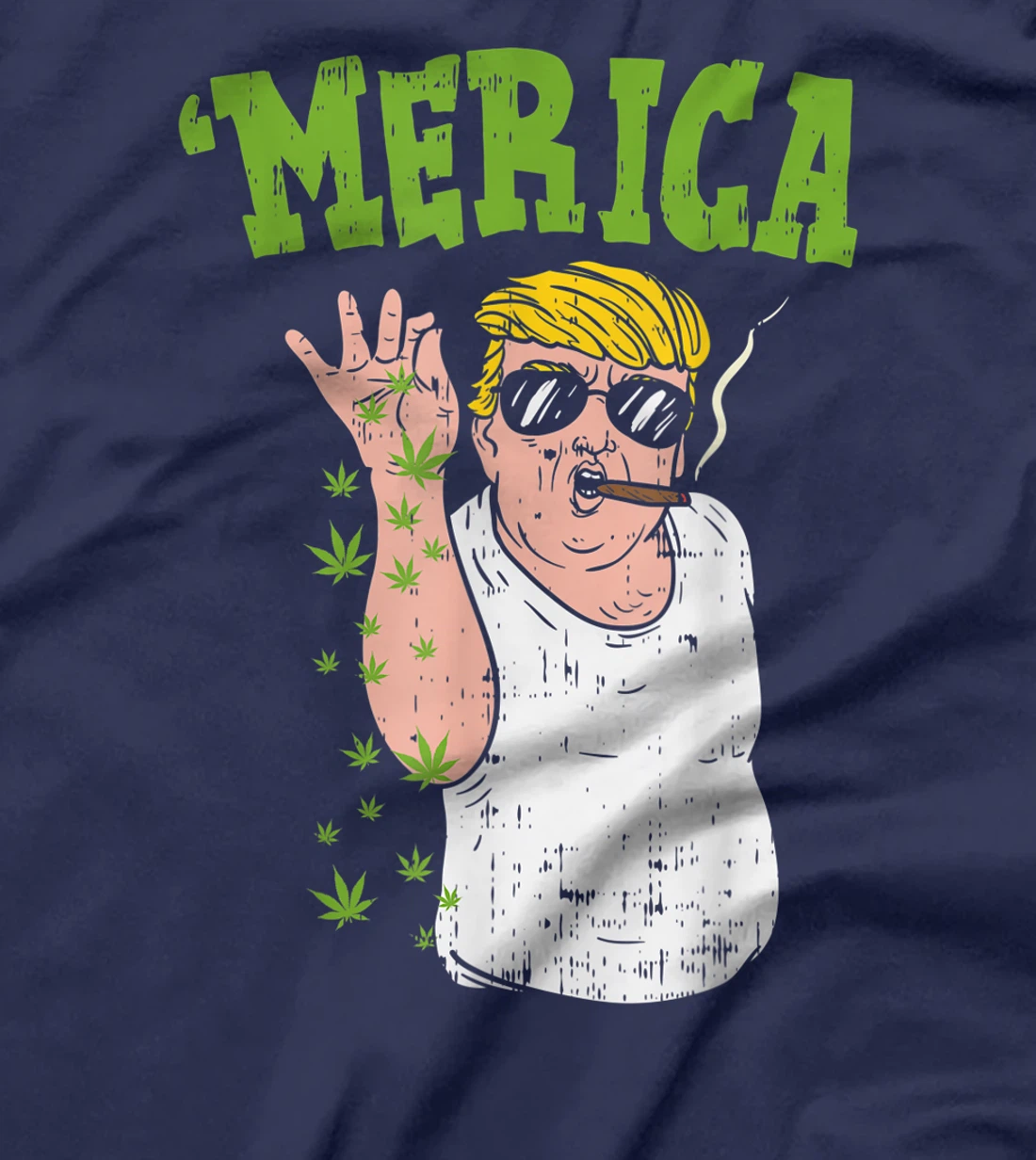 Merica Trump Bae Smoking Weed Cannabis Funny 420 Stoner Gift T-Shirt