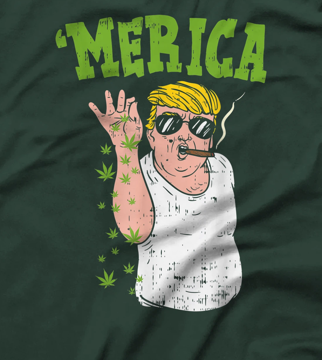 Merica Trump Bae Smoking Weed Cannabis Funny 420 Stoner Gift T-Shirt