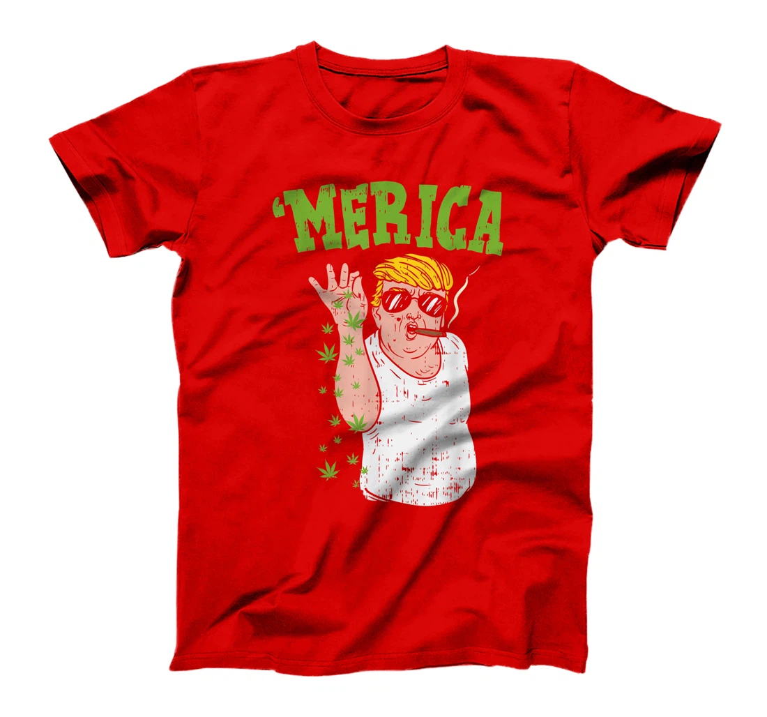 Merica Trump Bae Smoking Weed Cannabis Funny 420 Stoner Gift T-Shirt