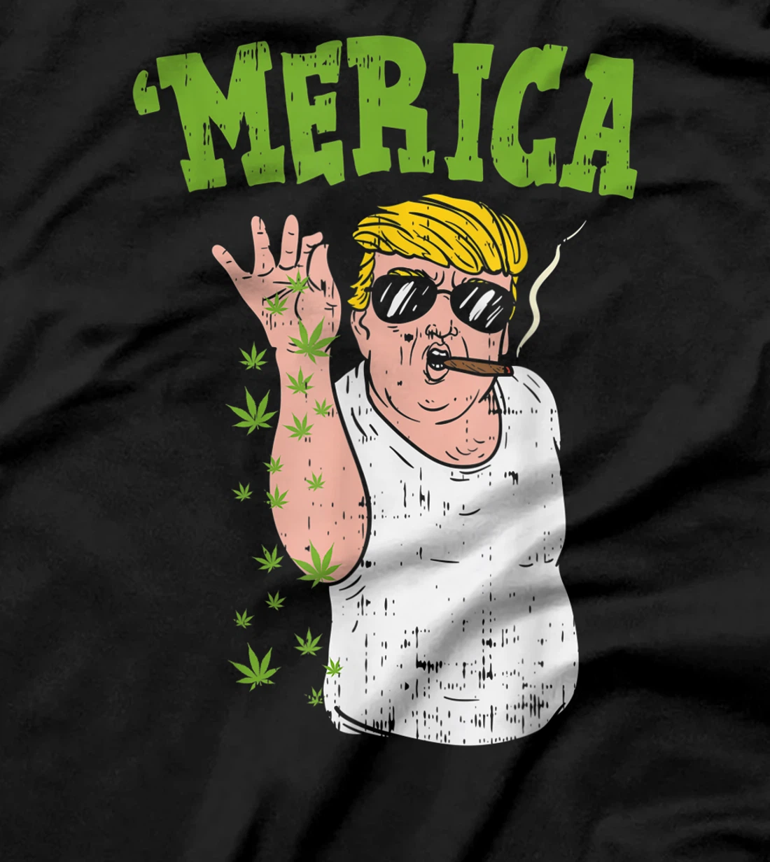 Merica Trump Bae Smoking Weed Cannabis Funny 420 Stoner Gift T-Shirt