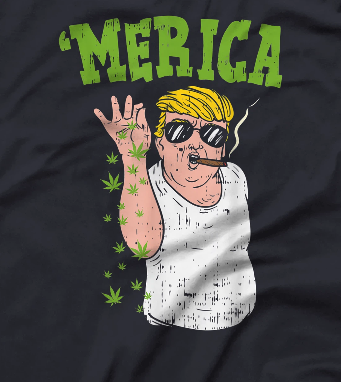 Merica Trump Bae Smoking Weed Cannabis Funny 420 Stoner Gift T-Shirt