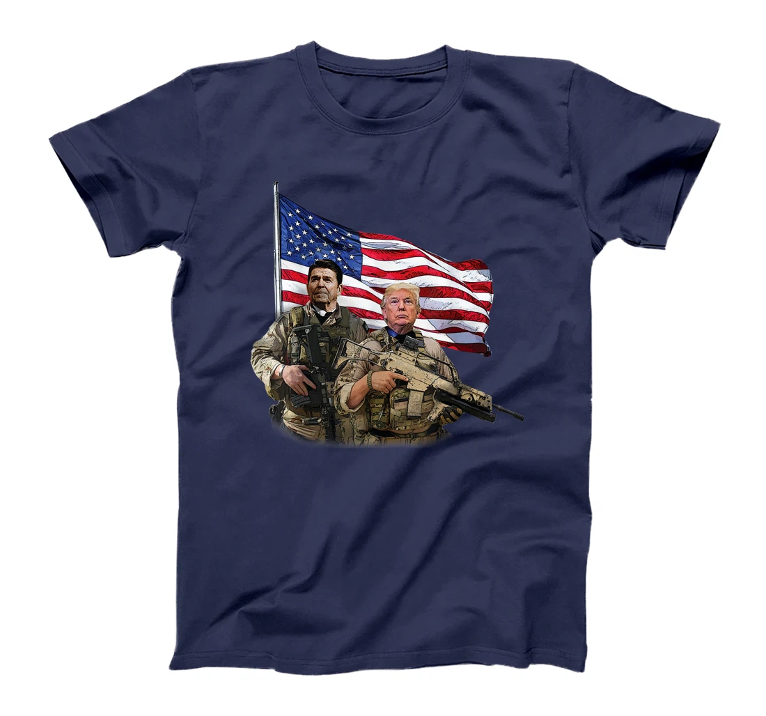 Presidential Soldiers: Ronald Reagan & Donald Trump USA Flag T-Shirt