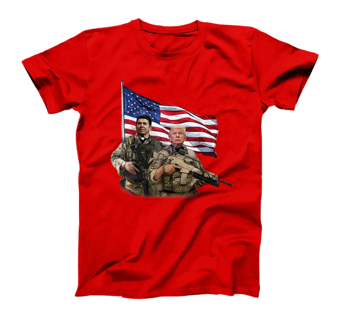 Presidential Soldiers: Ronald Reagan & Donald Trump USA Flag T-Shirt