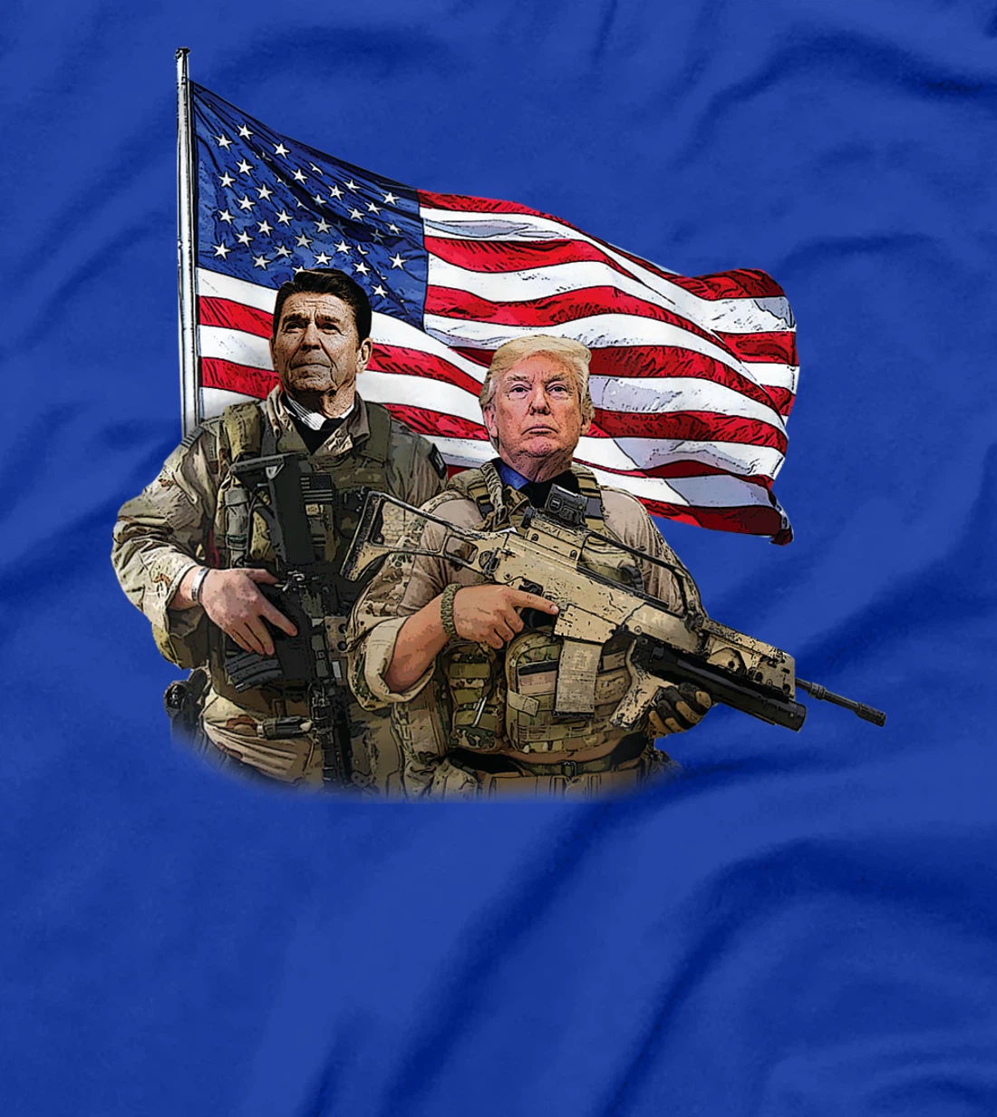 Presidential Soldiers: Ronald Reagan & Donald Trump USA Flag T-Shirt