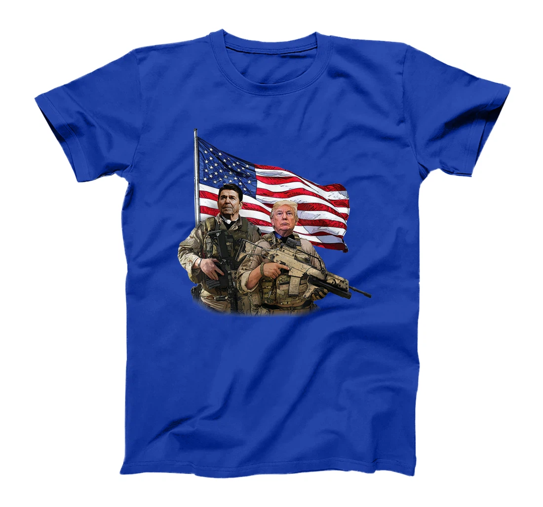Presidential Soldiers: Ronald Reagan & Donald Trump USA Flag T-Shirt