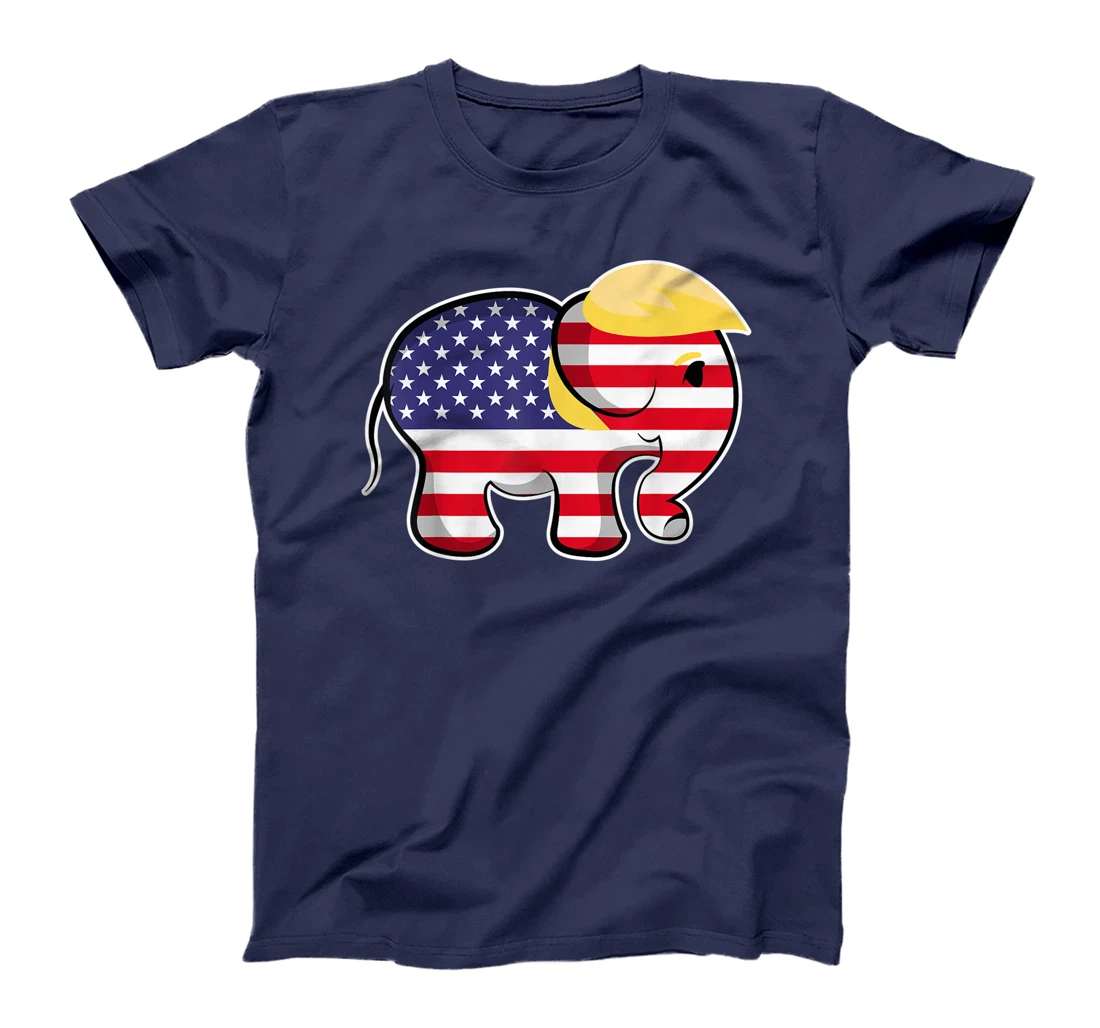 Pro Trump Hair Elephant Red White Blue Flag Republican T-Shirt