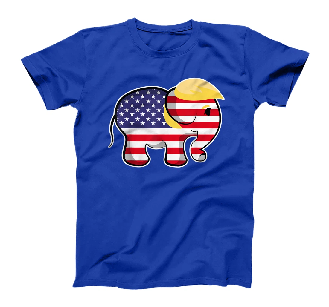 Pro Trump Hair Elephant Red White Blue Flag Republican T-Shirt
