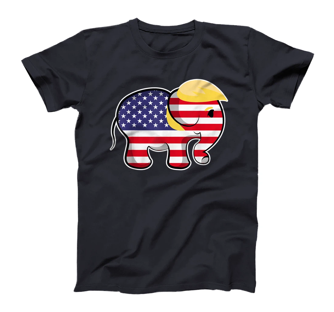 Pro Trump Hair Elephant Red White Blue Flag Republican T-Shirt