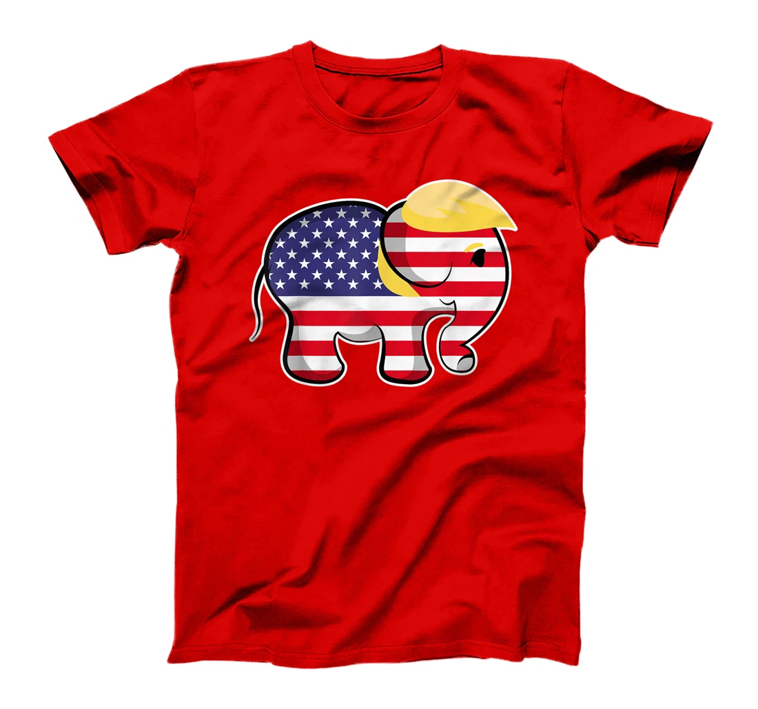 Pro Trump Hair Elephant Red White Blue Flag Republican T-Shirt