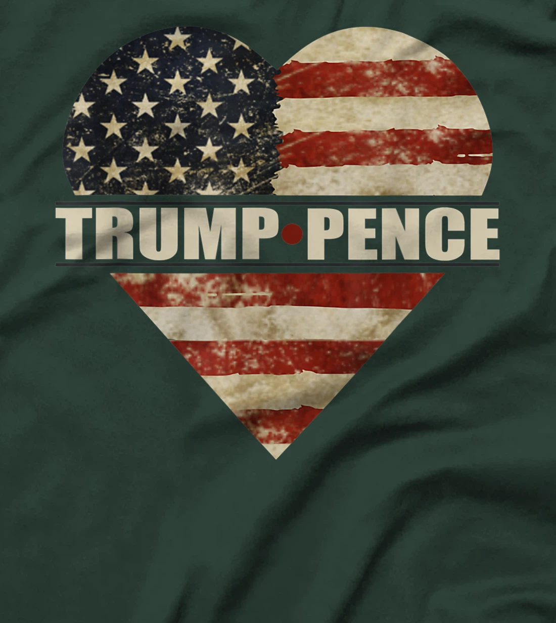 Trump Pence in Weathered American Flag Split Heart T-Shirt