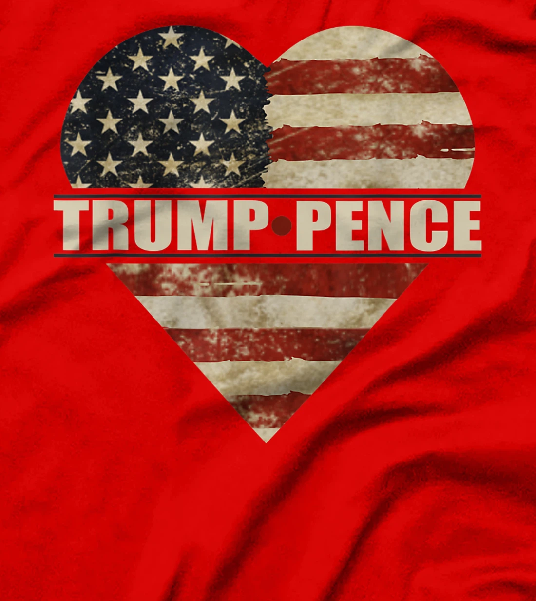 Trump Pence in Weathered American Flag Split Heart T-Shirt