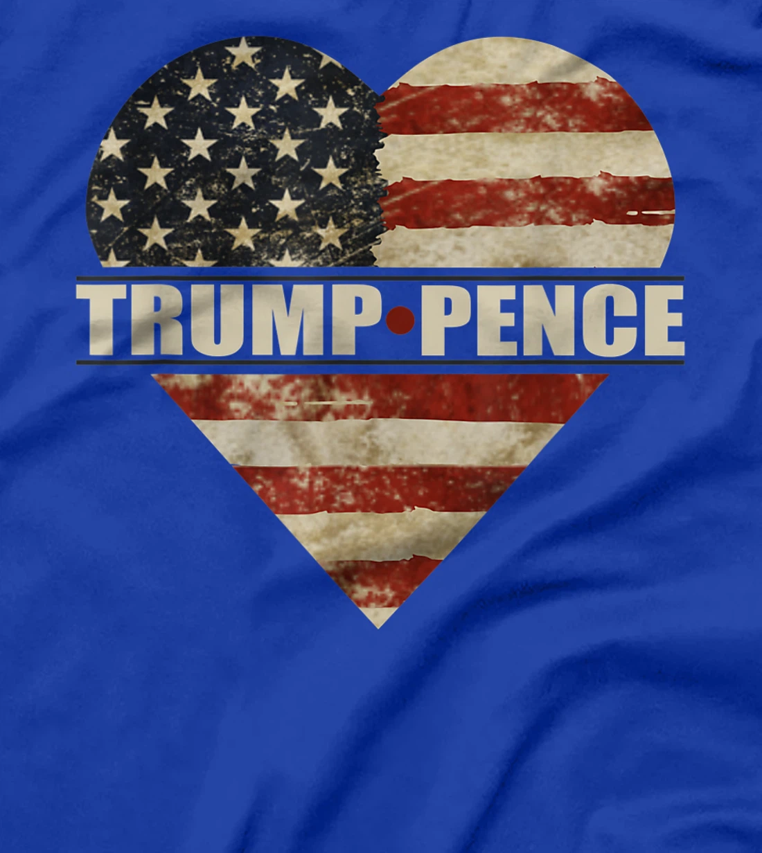 Trump Pence in Weathered American Flag Split Heart T-Shirt