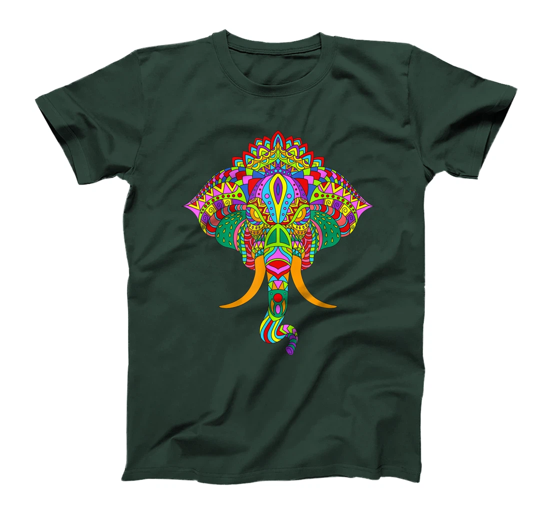 Ganesh Elephant Colorful Ganesha God Face Hindu Art T-Shirt