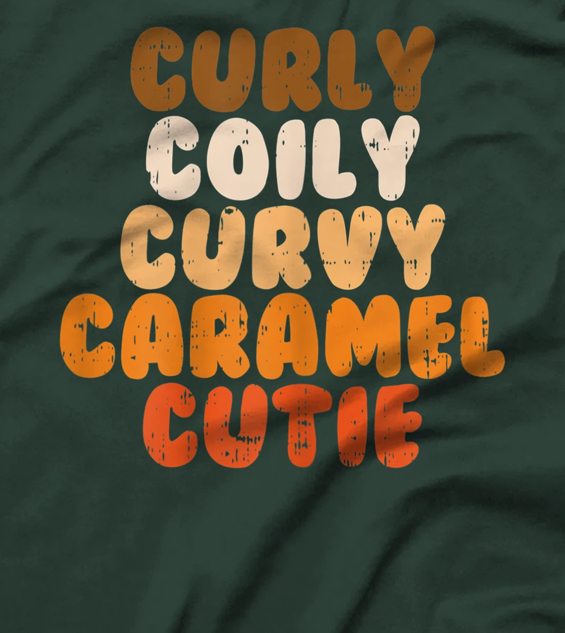 Womens Curly Curvy Caramel Cutie Melanin Goddess Black Pride Gift T-Shirt