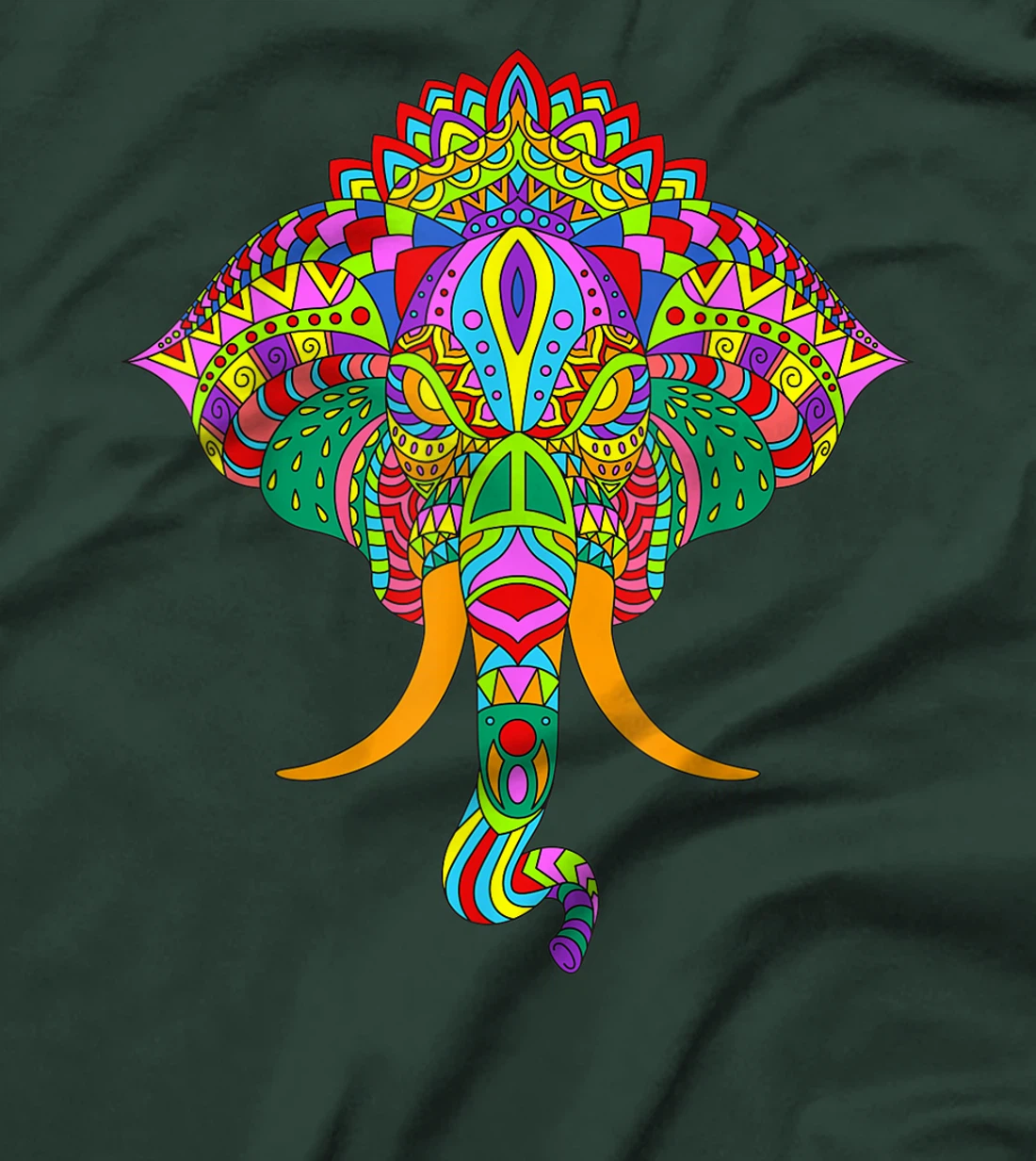 Ganesh Elephant Colorful Ganesha God Face Hindu Art T-Shirt