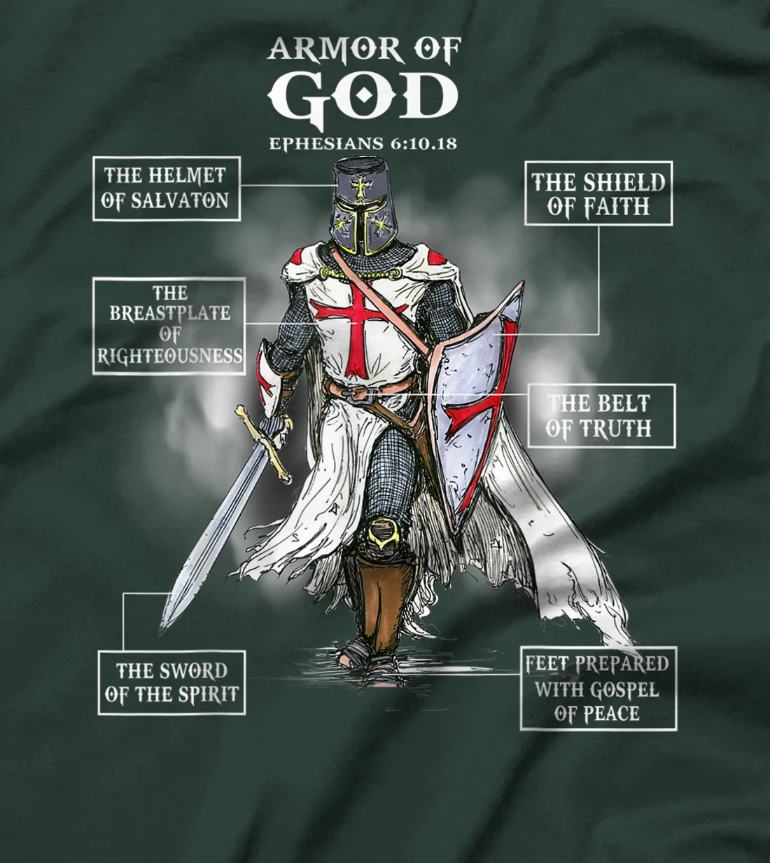Armor Of God Bible Verse Great Gift For Religious Christian T-Shirt