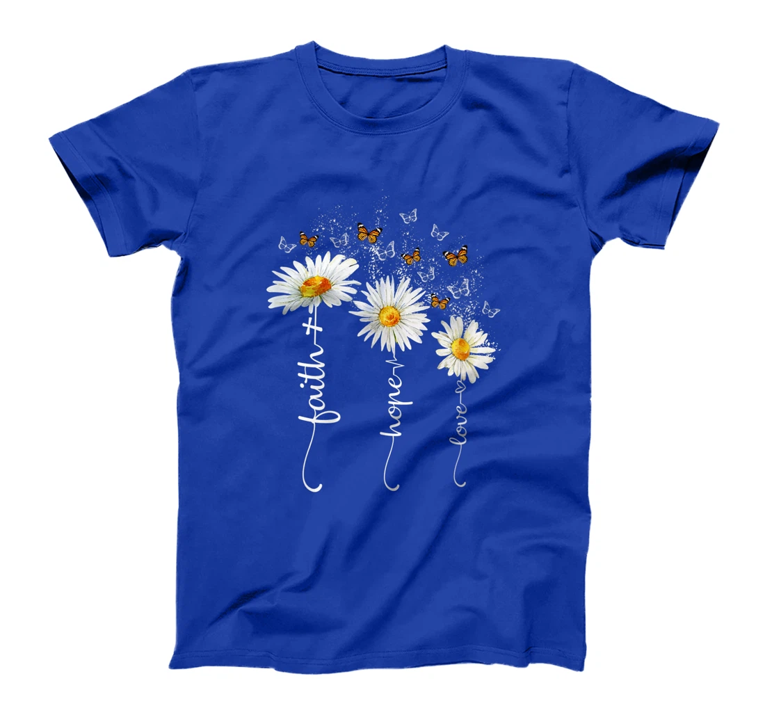 Faith & Hope & Love Butterfly Daisy Chirstian God Religious T-Shirt