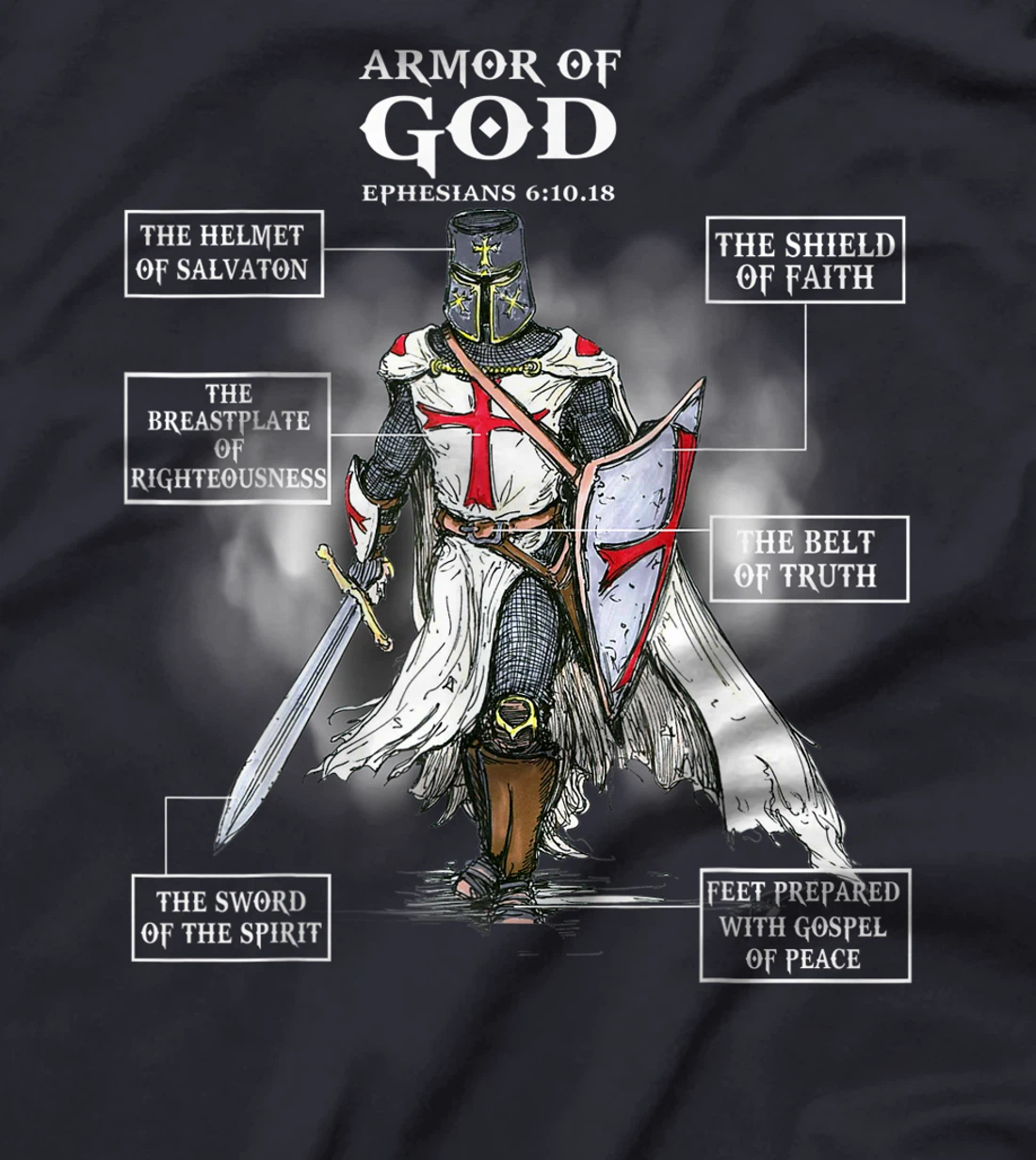 Armor Of God Bible Verse Great Gift For Religious Christian T-Shirt
