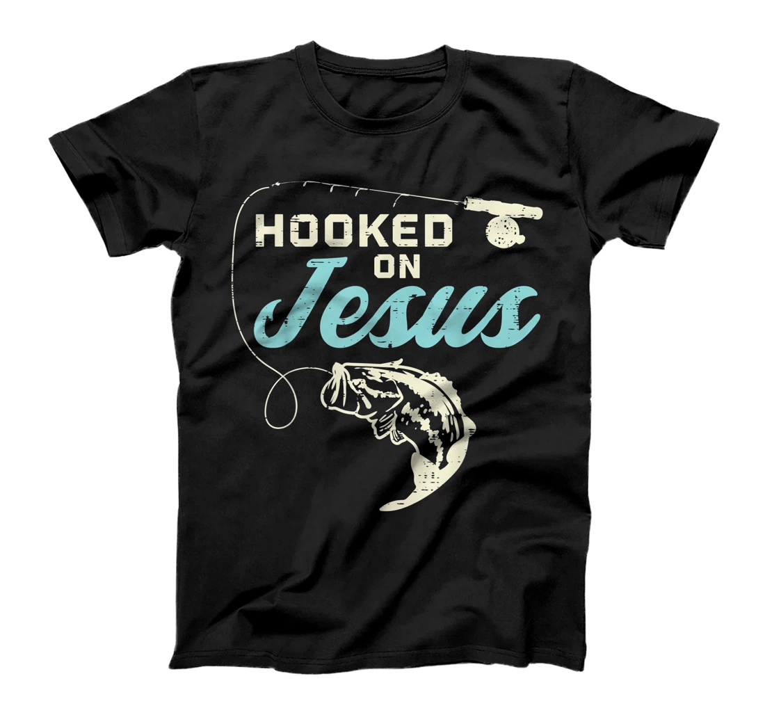 Hook On Jesus Bass Fishing Christian Religious God Gift T-Shirt